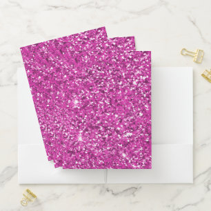 Girly Pink Glitzy Glitter Pocket Folder