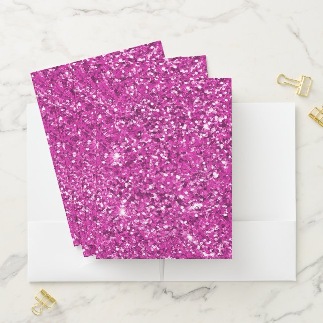 Girly Pink Glitzy Glitter Pocket Folder (In Situ)