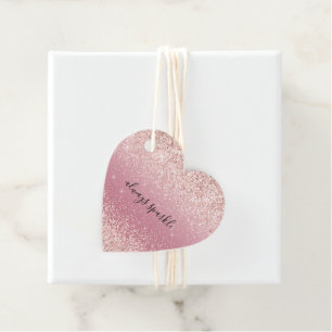 Girly Pink Glitzy Glitter Sparkle Favor Tags