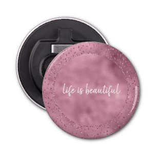 Girly Pink Glitzy Glitter Sparkle personalized Bottle Opener