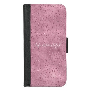 Girly Pink Glitzy Glitter Sparkle personalized iPhone 8/7 Wallet Case