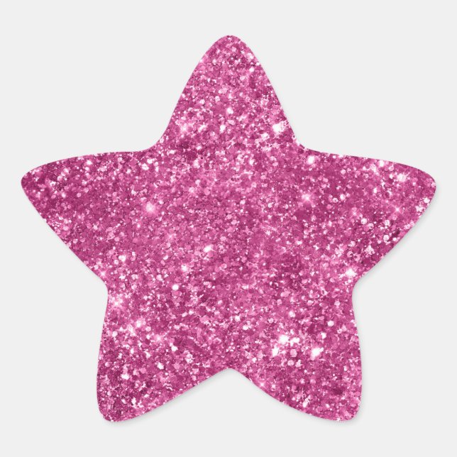 Girly Pink Glitzy Glitter Star Sticker (Front)