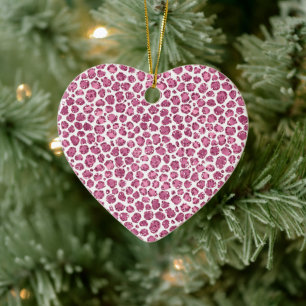 Girly Pink Glitzy Leopard Print Ceramic Ornament