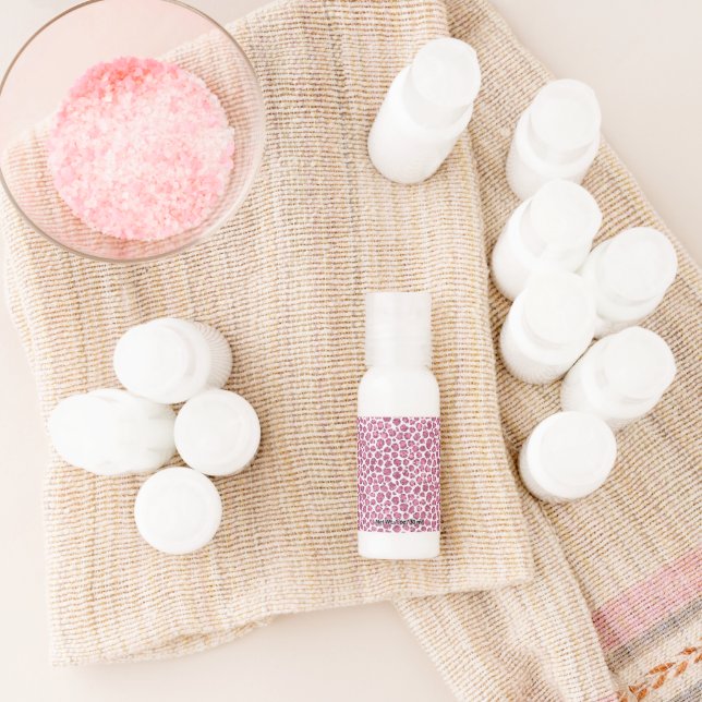 Girly Pink Glitzy Leopard Print Hand Lotion (Laydown)
