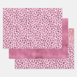 Girly Pink Glitzy Leopard Print Wrapping Paper Sheets