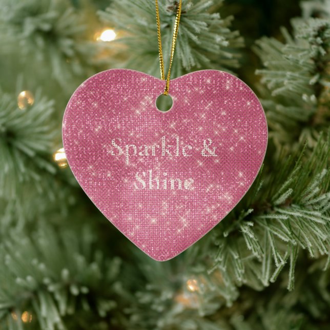 Girly Pink Glitzy Sparkle  Ceramic Ornament (Tree)