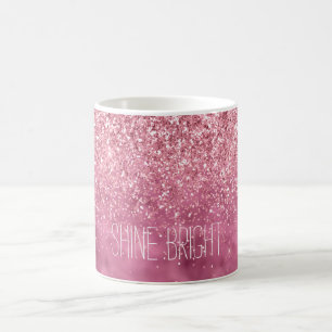 Girly Pink Glitzy Sparkle Glitter personalized Coffee Mug