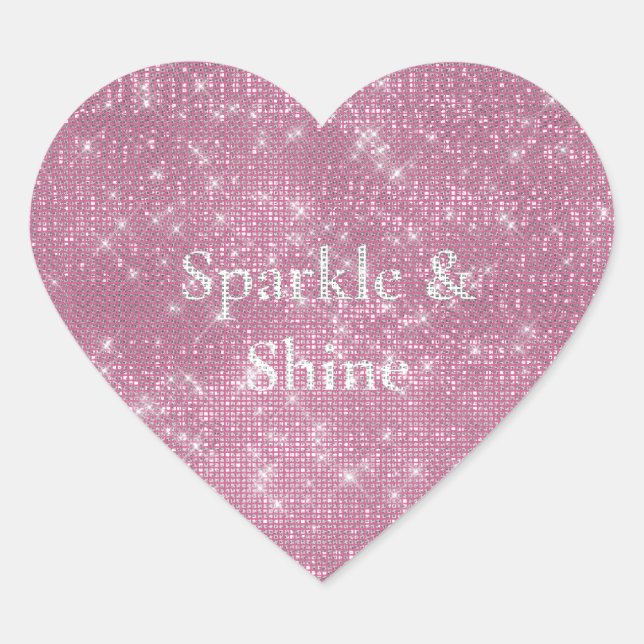 Girly Pink Glitzy Sparkle  Heart Sticker (Front)