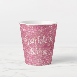 Girly Pink Glitzy Sparkle Latte Mug
