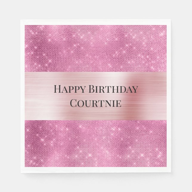 Girly Pink Glitzy Sparkle Napkins (Front)