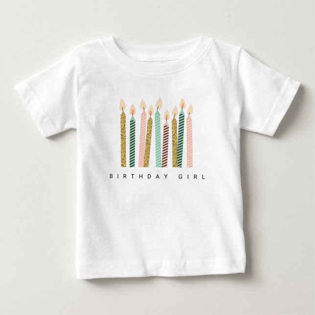 Girly Pink Gold Birthday Happy Birthday PrettyGirl Baby T-Shirt (Front)