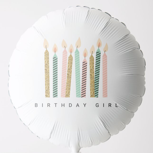 Girly Pink Gold Birthday Happy Birthday PrettyGirl Balloon (Front)