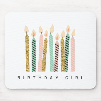 Girly Pink Gold Birthday Happy Birthday PrettyGirl Mouse Pad