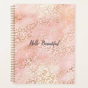Girly Pink Gold Blush Leopard Print        Planner