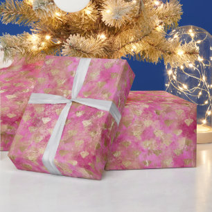 Girly Pink Gold Glam Diamonds Wrapping Paper