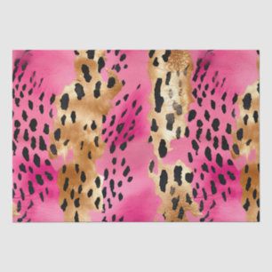 Girly Pink Gold Glam Leopard Print Abstract Tissue Paper
