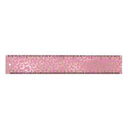 Girly Pink Gold Glam Leopard Print Ruler