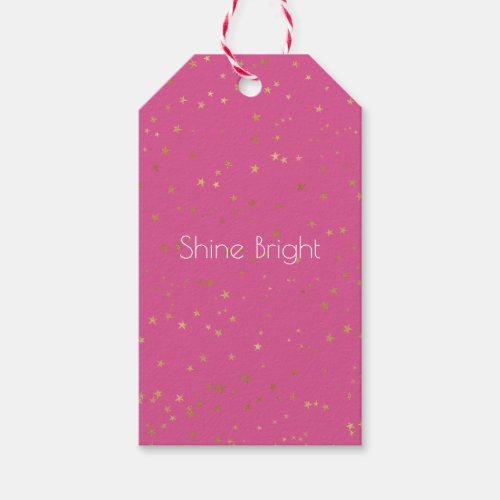 Girly Pink Gold Glam Stars Gift Tags