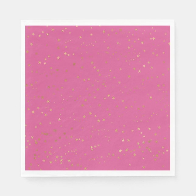 Girly Pink Gold Glam Stars Napkins (Front)