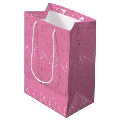 Girly Pink Gold Glam XOXO Medium Gift Bag