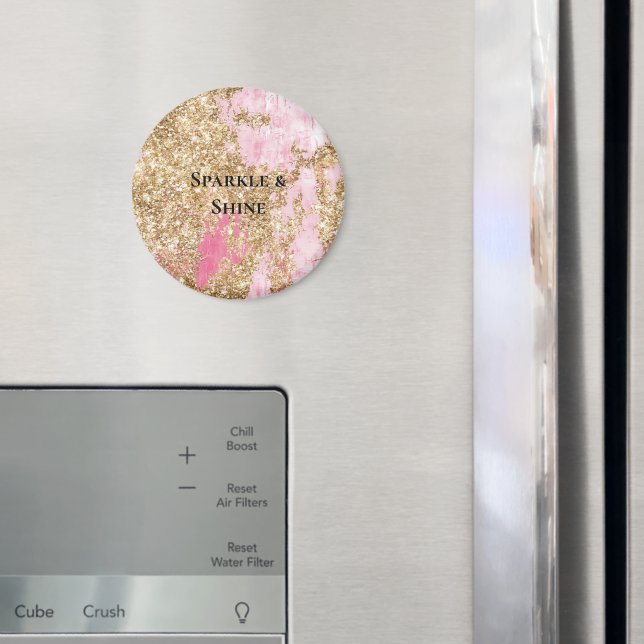 Girly Pink Gold Glitter Birthday Magnet (In Situ (Fridge))