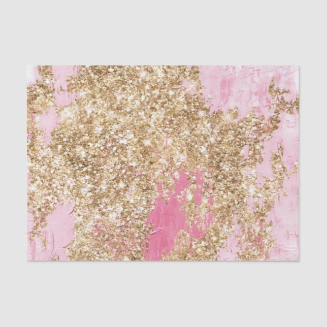 Girly Pink Gold Glitter Birthday Tissue Paper (Front)