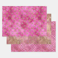 Rose Gold Blush Pink Black Girly Glitter Dust Wrapping Paper Sheets