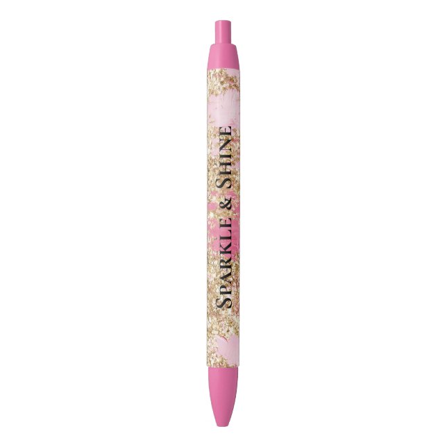 Girly Pink Gold Glitter   Pen (Front Vertical)