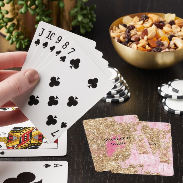 Girly Pink Gold Glitter   Poker Cards (In Situ)