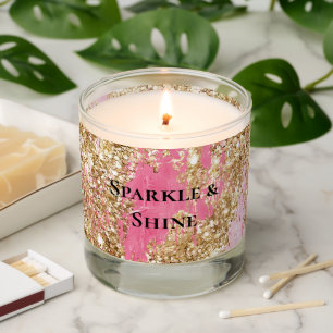 Girly Pink Gold Glitter Scented Candle