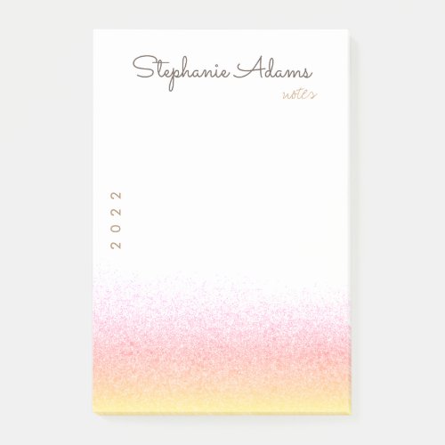 Girly Pink Gold Glitter Signature Monogram Post_it Notes