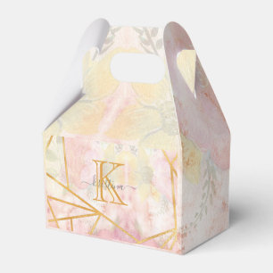 Girly Pink Gold Glitter Sparkle Monogram Floral Favor Boxes