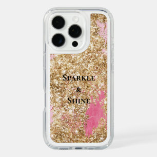 Girly Pink Gold Glitter iPhone 16 Pro Case