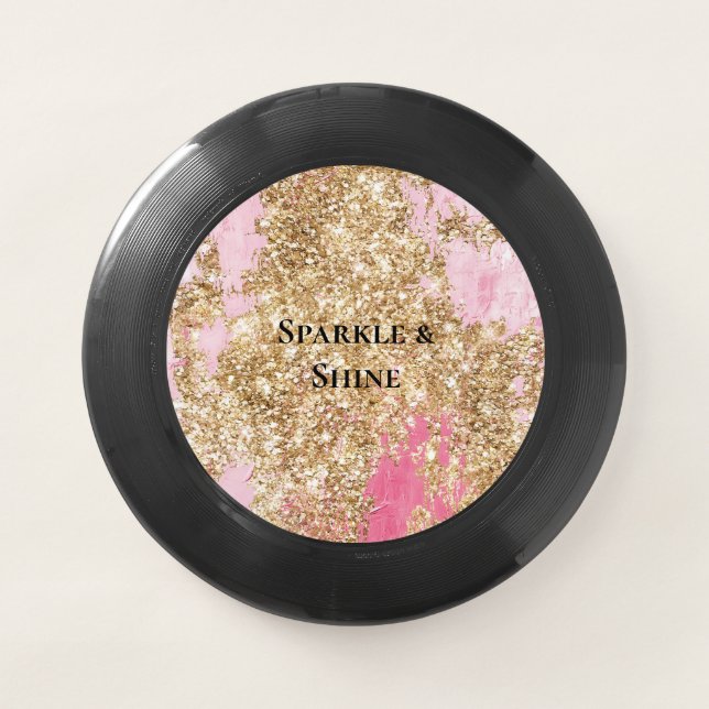 Girly Pink Gold Glitter  Wham-O Frisbee (Front)
