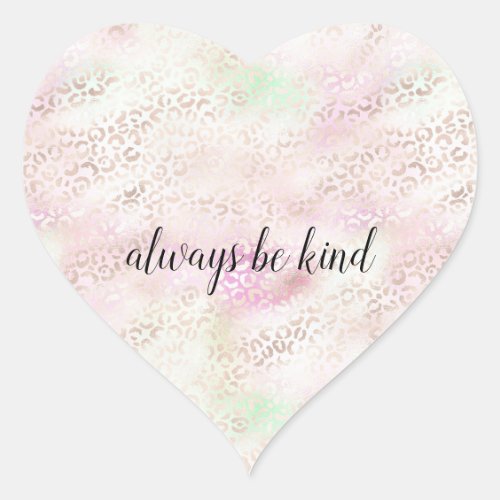 Girly Pink Gold Mint Glam Leopard Print Heart Sticker