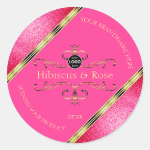 Girly Pink Gold Product Label Glitter Borders Logo