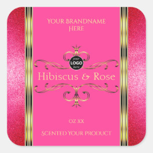 Girly Pink Gold Product Label Glitter Borders Logo