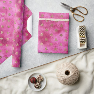 Girly Pink Gold Roses Wrapping Paper