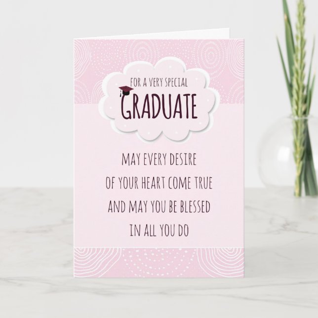Girly Pink Grad Graduation Congratulations Card (Front)