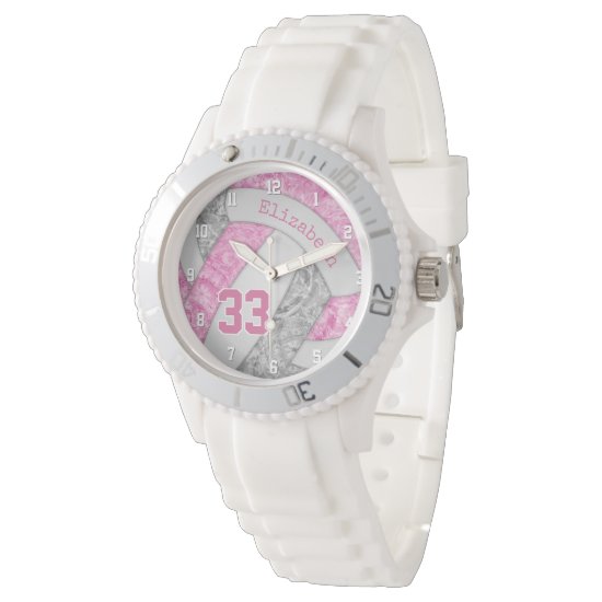 girly pink gray custom sports volleyball watch