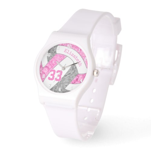 girly pink gray custom sports volleyball watch