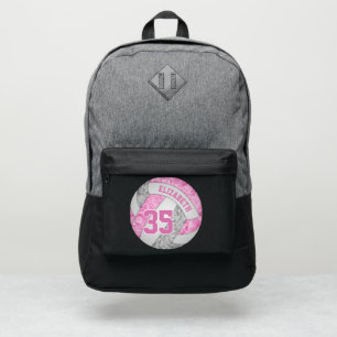 girly pink gray white sporty volleyball port authority® backpack