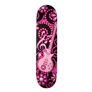 Girly Pink Guitar Skateboard Deck