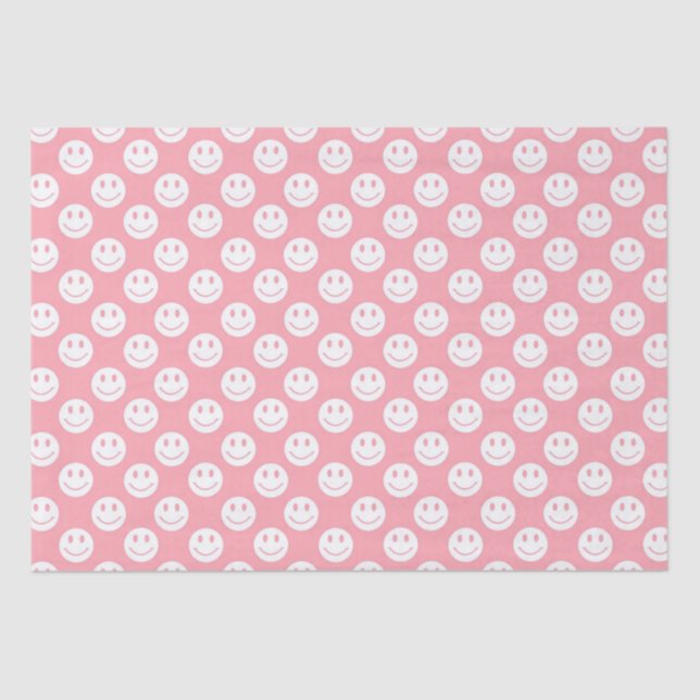 Girly Pink Happy Faces Tissue Paper (Front)