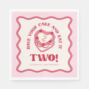 Girly Pink Have Your Cake and Eat It Two Birthday Napkins