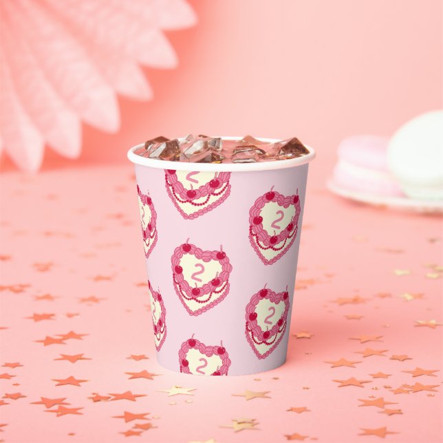 Girly Pink Have Your Cake and Eat It Two Birthday Paper Cups (Insitu)