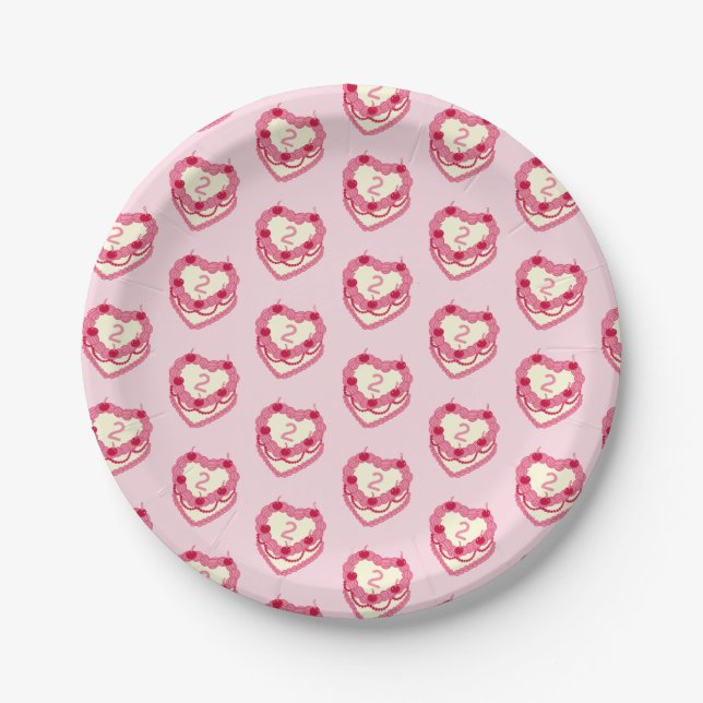 Girly Pink Have Your Cake and Eat It Two Birthday Paper Plates (Front)