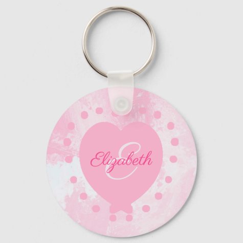 Girly Pink Heart Monogram Initial Watercolor