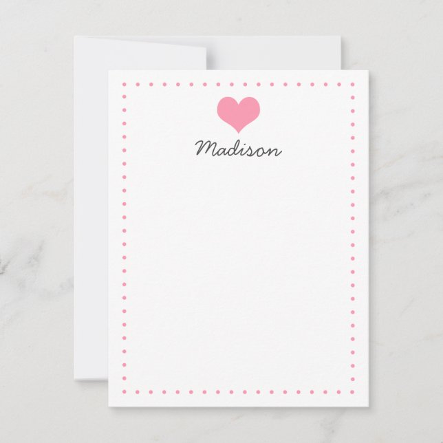 Girly Pink Heart Personalized Stationery Invitation (Front)