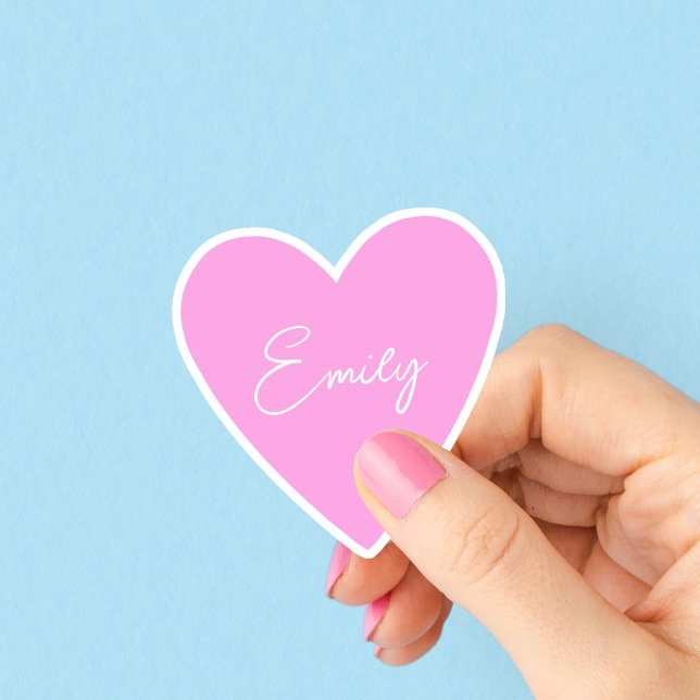 Girly Pink Heart Sticker with Name (Creator Uploaded)